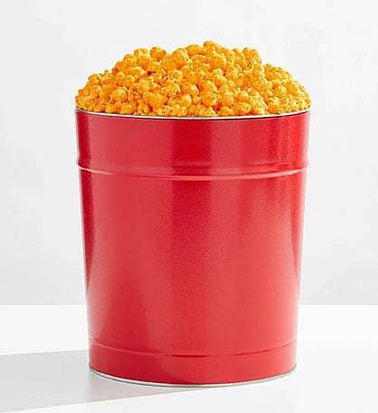 Simply Red 3-1/2 Gallon Cheese Popcorn Tin